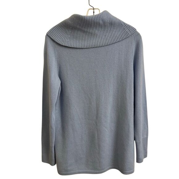 Talbots Pure Cashmere Cowlneck Sweater Light Blue Size Medium - Picture 2 of 5